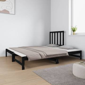 Pull-out Day Bed Black | Solid Pinewood Sofa Bed - HipoMarket