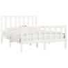 White Solid Wood Bed Frame 140x200 cm - Timeless Design