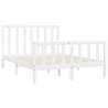 White Solid Wood Bed Frame 140x200 cm - Timeless Design