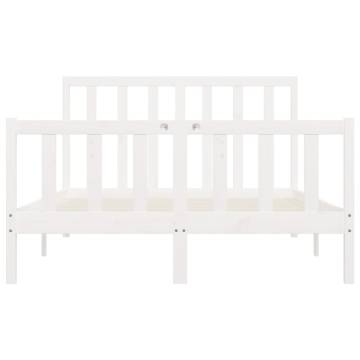 White Solid Wood Bed Frame 140x200 cm - Timeless Design