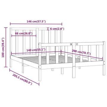 White Solid Wood Bed Frame 140x200 cm - Timeless Design