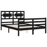 Black Bed Frame with Headboard - Solid Pine 120x200 cm