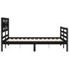 Black Bed Frame with Headboard - Solid Pine 120x200 cm