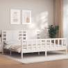 Bed Frame with Headboard White 200x200 cm Solid Wood Colour white Size 200 x 200 cm 