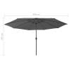 Outdoor Parasol with LED Lights - 400 cm Anthracite | HipoMarket