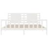 White Bed Frame with Headboard 200x200 cm - Solid Wood