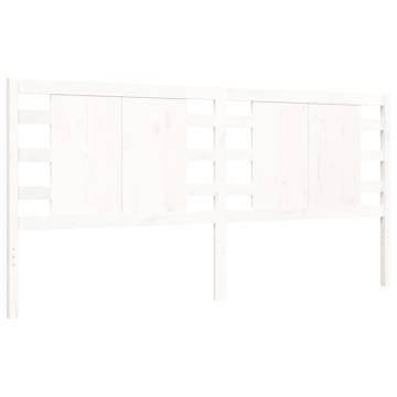 White Bed Frame with Headboard 200x200 cm - Solid Wood