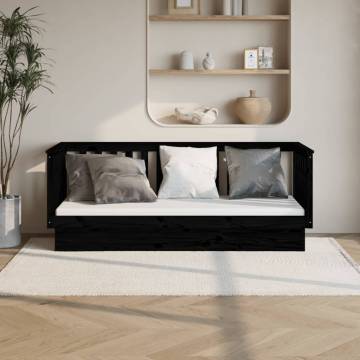 Stylish Black Day Bed 90x190 cm - Solid Pine Wood