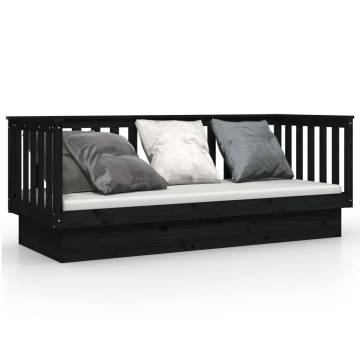 Stylish Black Day Bed 90x190 cm - Solid Pine Wood