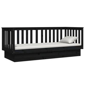 Stylish Black Day Bed 90x190 cm - Solid Pine Wood