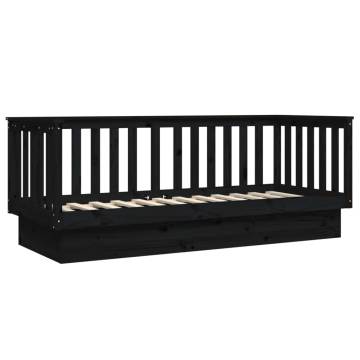 Stylish Black Day Bed 90x190 cm - Solid Pine Wood