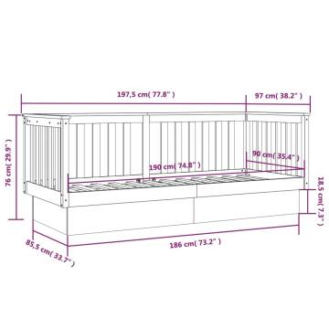 Stylish Black Day Bed 90x190 cm - Solid Pine Wood