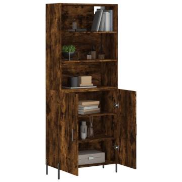 Elegant Highboard in Smoked Oak - 69.5x34x180 cm