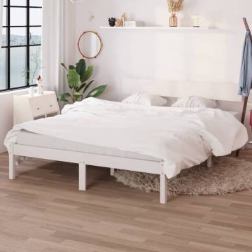 White Solid Wood Pine Bed Frame King Size 150x200 cm