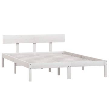 White Solid Wood Pine Bed Frame King Size 150x200 cm