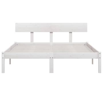 White Solid Wood Pine Bed Frame King Size 150x200 cm