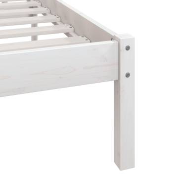 White Solid Wood Pine Bed Frame King Size 150x200 cm