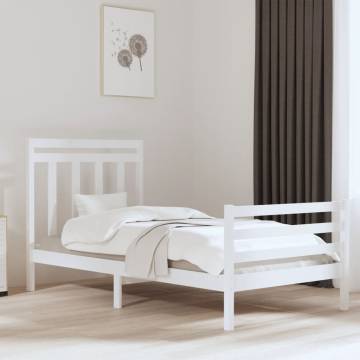 White Solid Wood Bed Frame 100x200 cm - Classic & Elegant