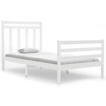 White Solid Wood Bed Frame 100x200 cm - Classic & Elegant