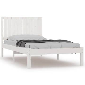 White Solid Wood Pine Bed Frame 100x200 cm | HipoMarket