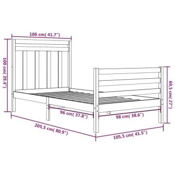 White Solid Wood Bed Frame 100x200 cm - Classic & Elegant