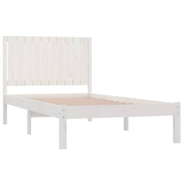 White Solid Wood Pine Bed Frame 100x200 cm | HipoMarket