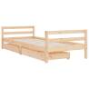 Kids Bed Frame with Drawers - Solid Pine Wood 90x190 cm