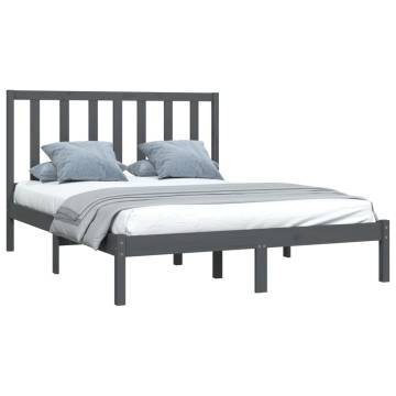 Grey Solid Wood Pine Bed Frame 160x200 cm - Hipomarket