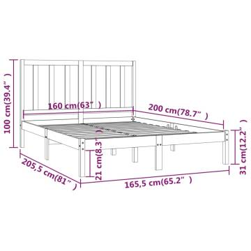 Grey Solid Wood Pine Bed Frame 160x200 cm - Hipomarket