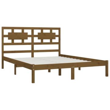 Honey Brown Solid Wood Bed Frame 200x200 cm | Hipo Market