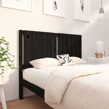 Stylish Black Pine Bed Headboard | 125.5x4x100 cm