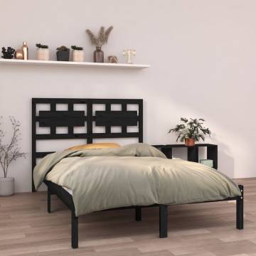 Stylish Black Solid Wood Bed Frame 140x200 cm | Hipomarket