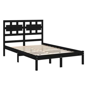 Stylish Black Solid Wood Bed Frame 140x200 cm | Hipomarket