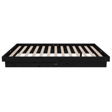 Solid Wood Black Bed Frame 120x190 cm Small Double - HipoMarket