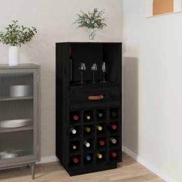 Trendy Black Wine Cabinet - Solid Pine Wood | HipoMarket