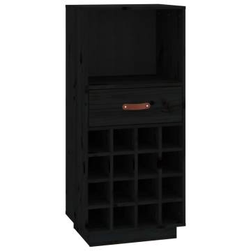 Trendy Black Wine Cabinet - Solid Pine Wood | HipoMarket