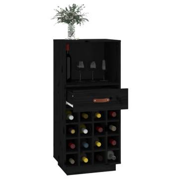 Trendy Black Wine Cabinet - Solid Pine Wood | HipoMarket