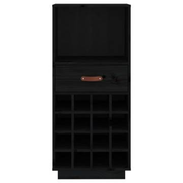 Trendy Black Wine Cabinet - Solid Pine Wood | HipoMarket