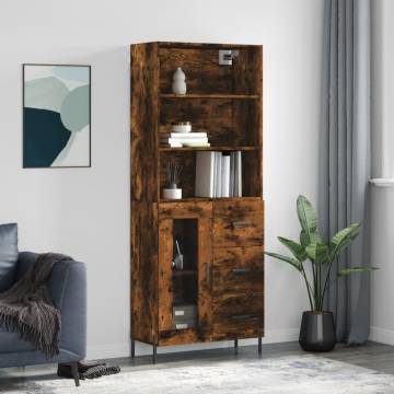 Stylish Highboard in Smoked Oak | 69.5x34x180 cm