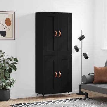 Stylish Black Highboard - Durable Engineered Wood | Hipo Market