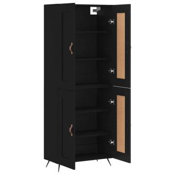 Stylish Black Highboard - Durable Engineered Wood | Hipo Market