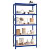 5-Layer Shelves - Blue Steel & Engineered Wood (3 pcs)