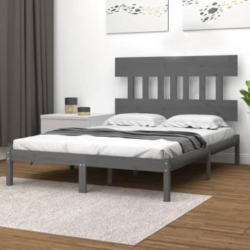 Grey Solid Wood Bed Frame 120x200 cm | Hipo Market