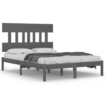 Grey Solid Wood Bed Frame 120x200 cm | Hipo Market