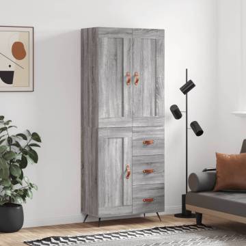 Stylish Highboard Grey Sonoma - 69.5x34x180 cm Engineered Wood