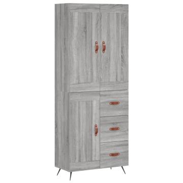 Stylish Highboard Grey Sonoma - 69.5x34x180 cm Engineered Wood