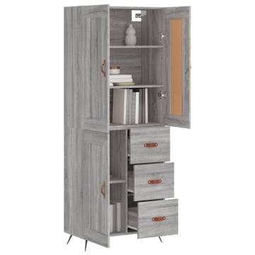 Stylish Highboard Grey Sonoma - 69.5x34x180 cm Engineered Wood