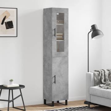 Stylish Highboard Concrete Grey - 34.5x34x180 cm