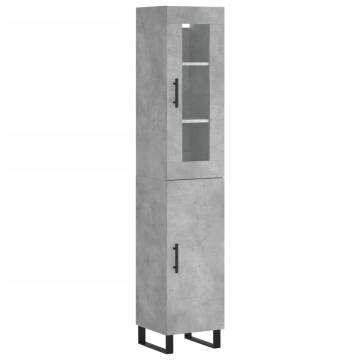 Stylish Highboard Concrete Grey - 34.5x34x180 cm