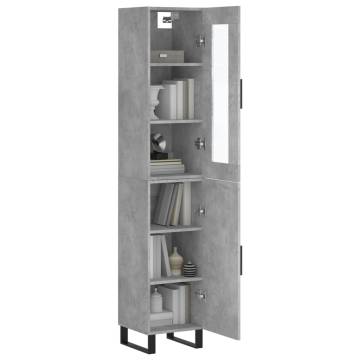 Stylish Highboard Concrete Grey - 34.5x34x180 cm